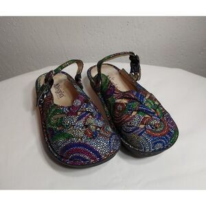 Alegria Freesia Rainbow Mosaic Sling Back Clog Mules‎ Comfort Sandals Womens 37